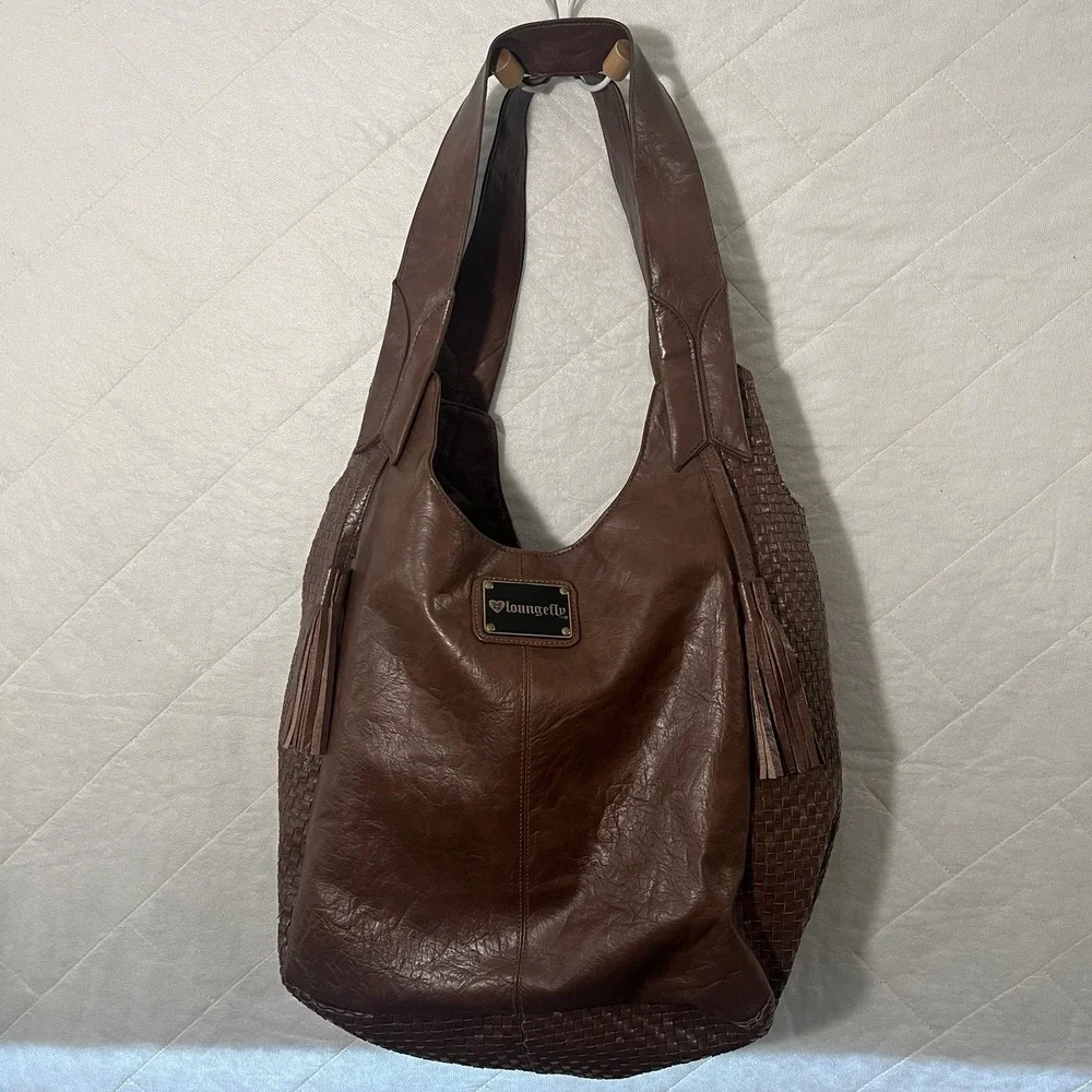 Loungefly Sugar Skull‎ Brown Lattice Large Tote Bag Y2K Purse 16x18 Retro Purse